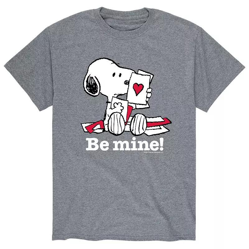 Men's Peanuts Be' Mine Tee, Size: Large, Gray Product Image