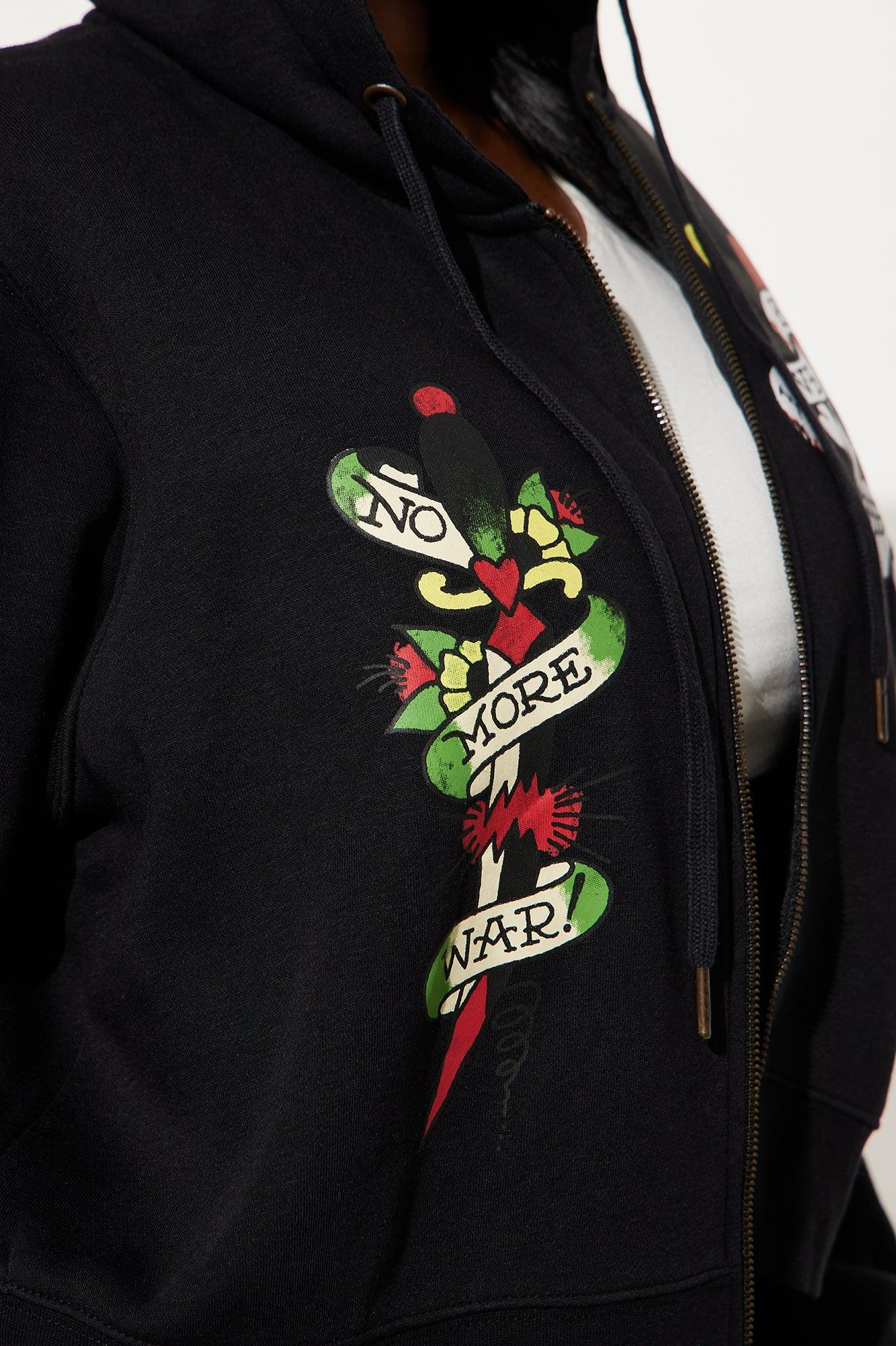 Love Kills Ed Hardy Zip Front Hoodie - Black Product Image