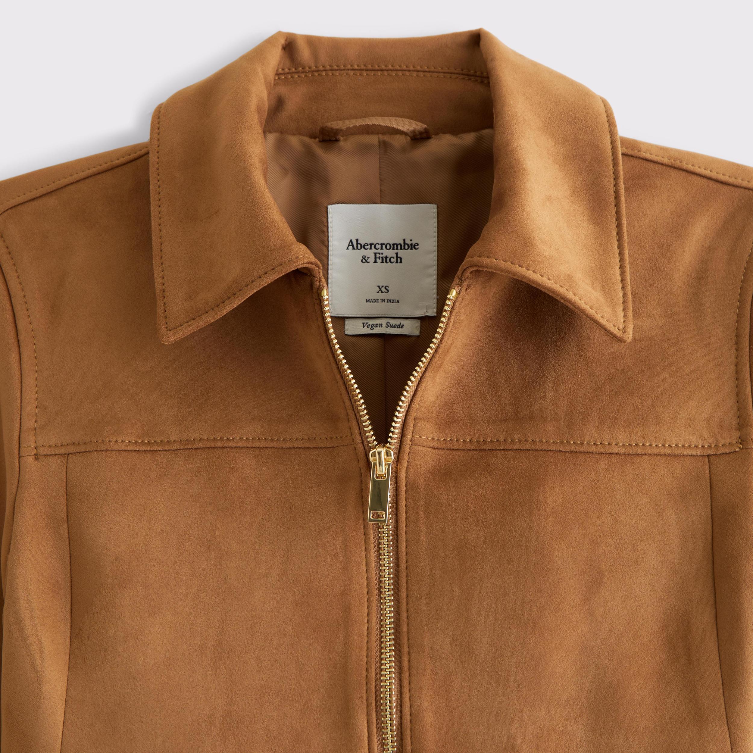 Zip-Front Vegan Suede Jacket Product Image