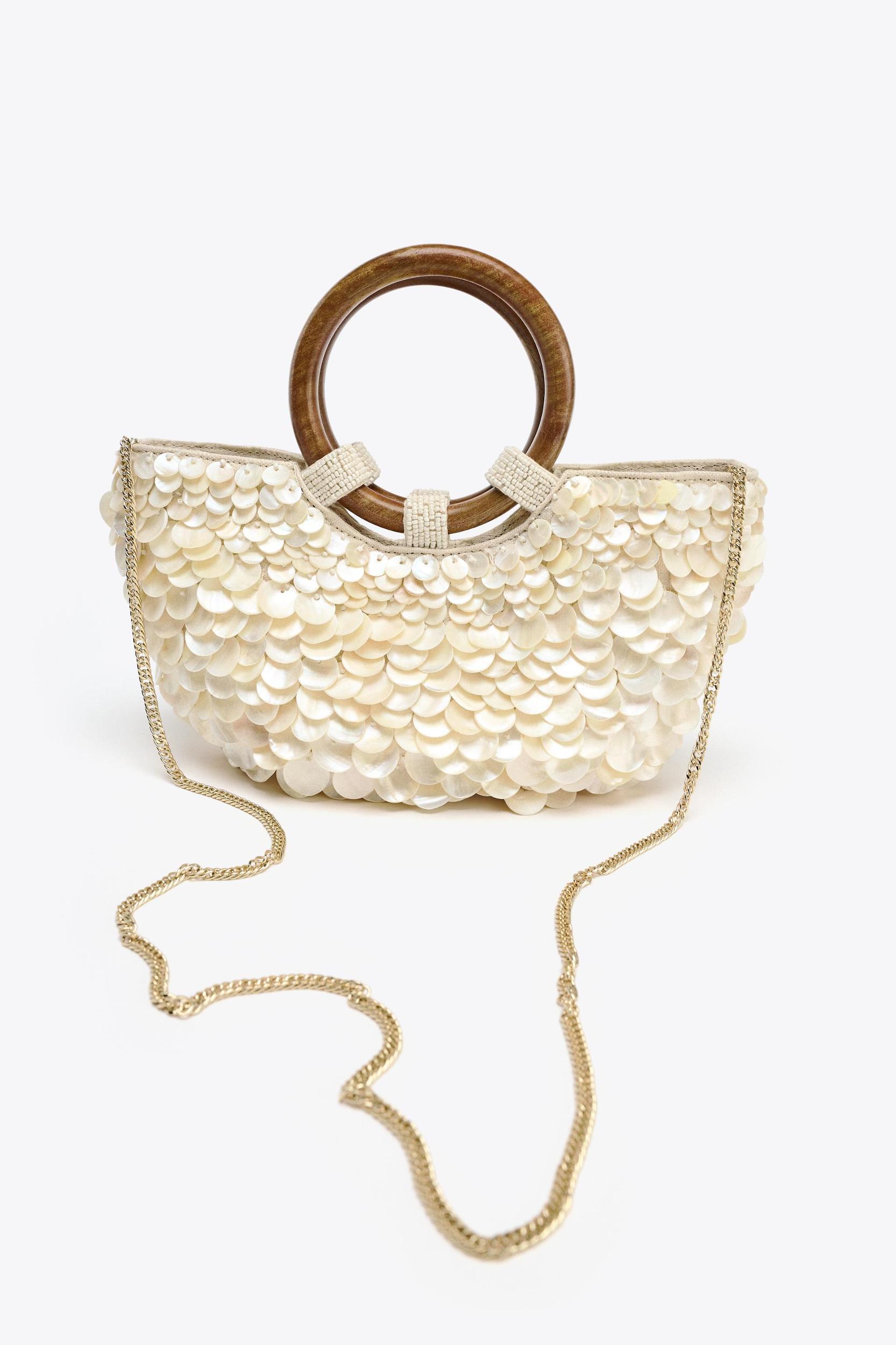 FAUX MOTHER-OF-PEARL APPLIQUÉ BAG Product Image