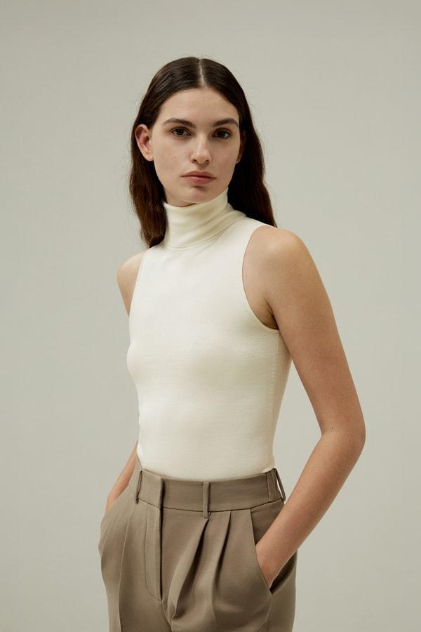 Minimalist Sleeveless Turtleneck Top Product Image