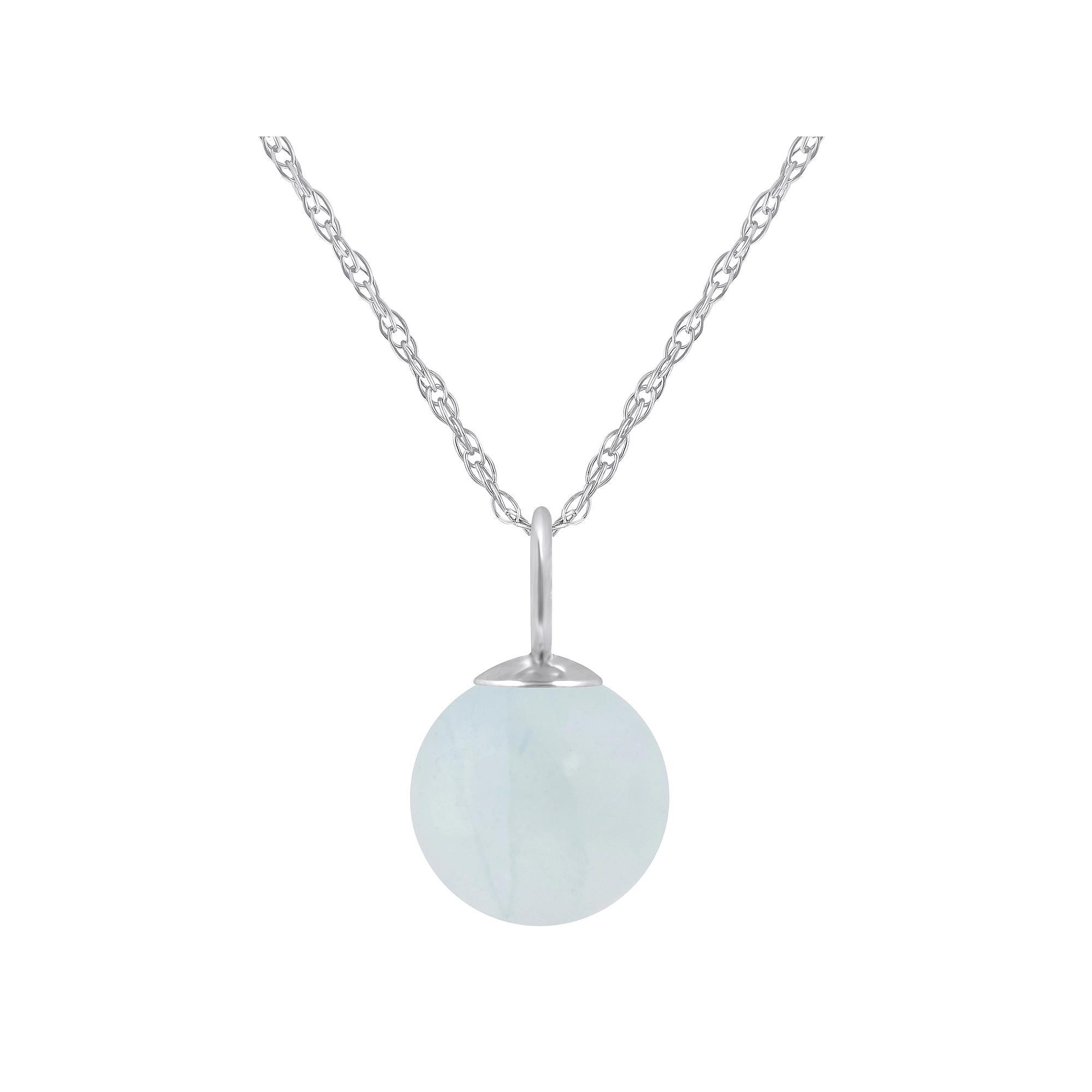 Celebration Gems Sterling Silver 6 mm Sphere Gemstone Pendant Necklace, Women's, Size: 18", Milky Aquamarine Product Image