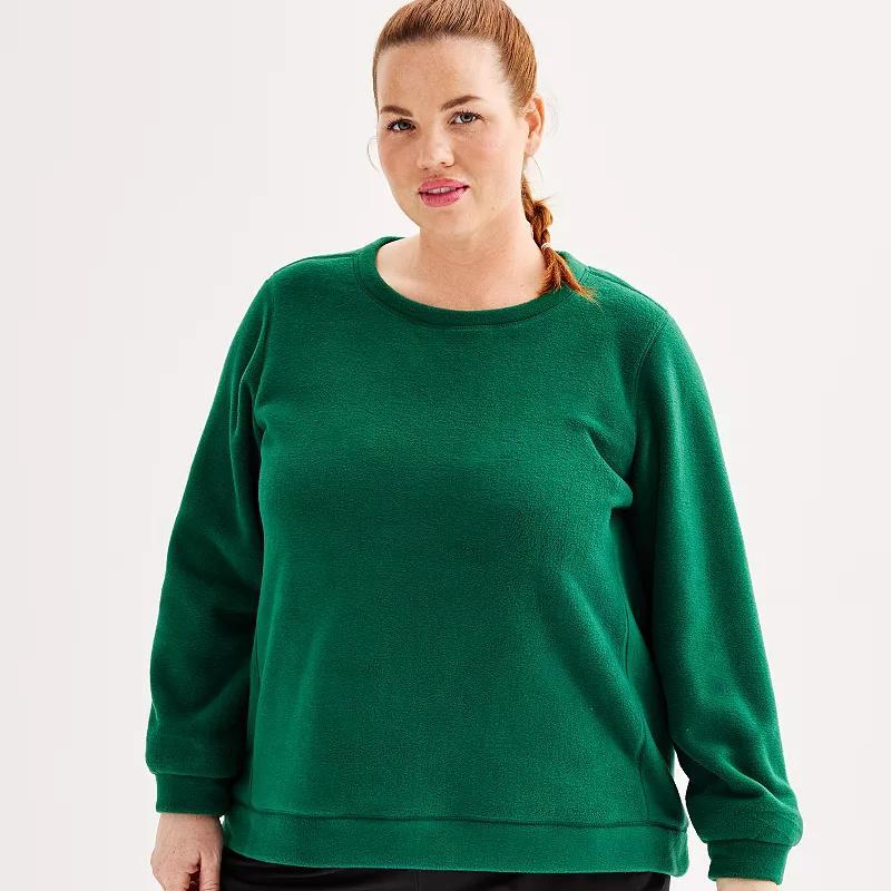 Plus Size Tek Gear® Micro Fleece Classic Crewneck Pullover, Women's, Size: 4XL, Mineral Black Product Image
