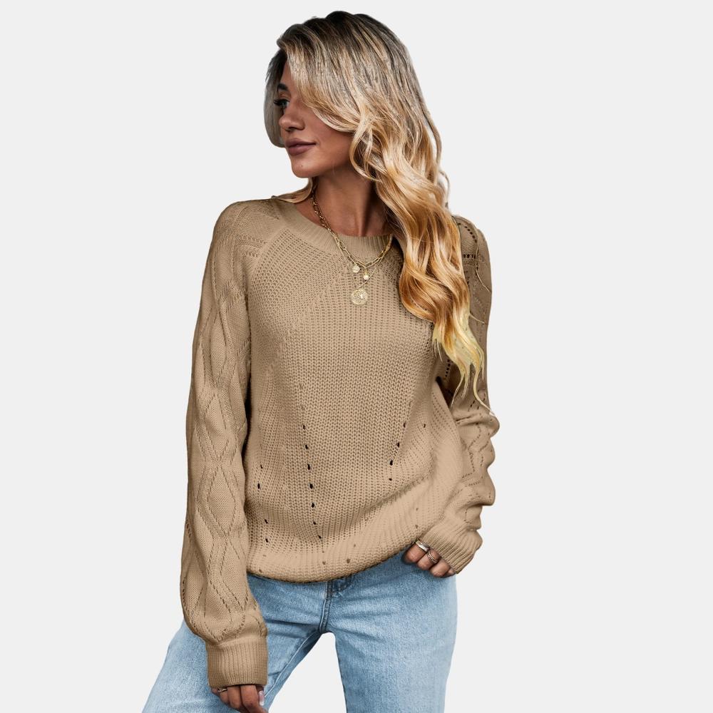 Women's Cutout Raglan Long Sleeve Sweater - Cupshe Product Image