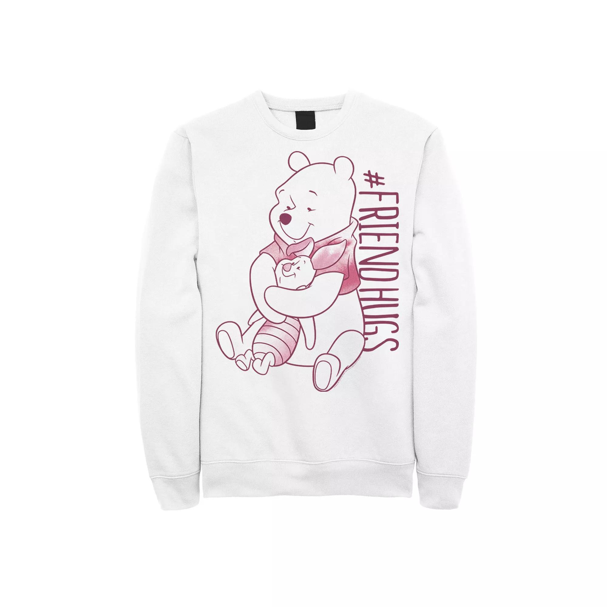Disney's Winnie The Pooh Piglet & Pooh Friend Hugs Men's Fleece Sweatshirt, Size: XXL, White Product Image