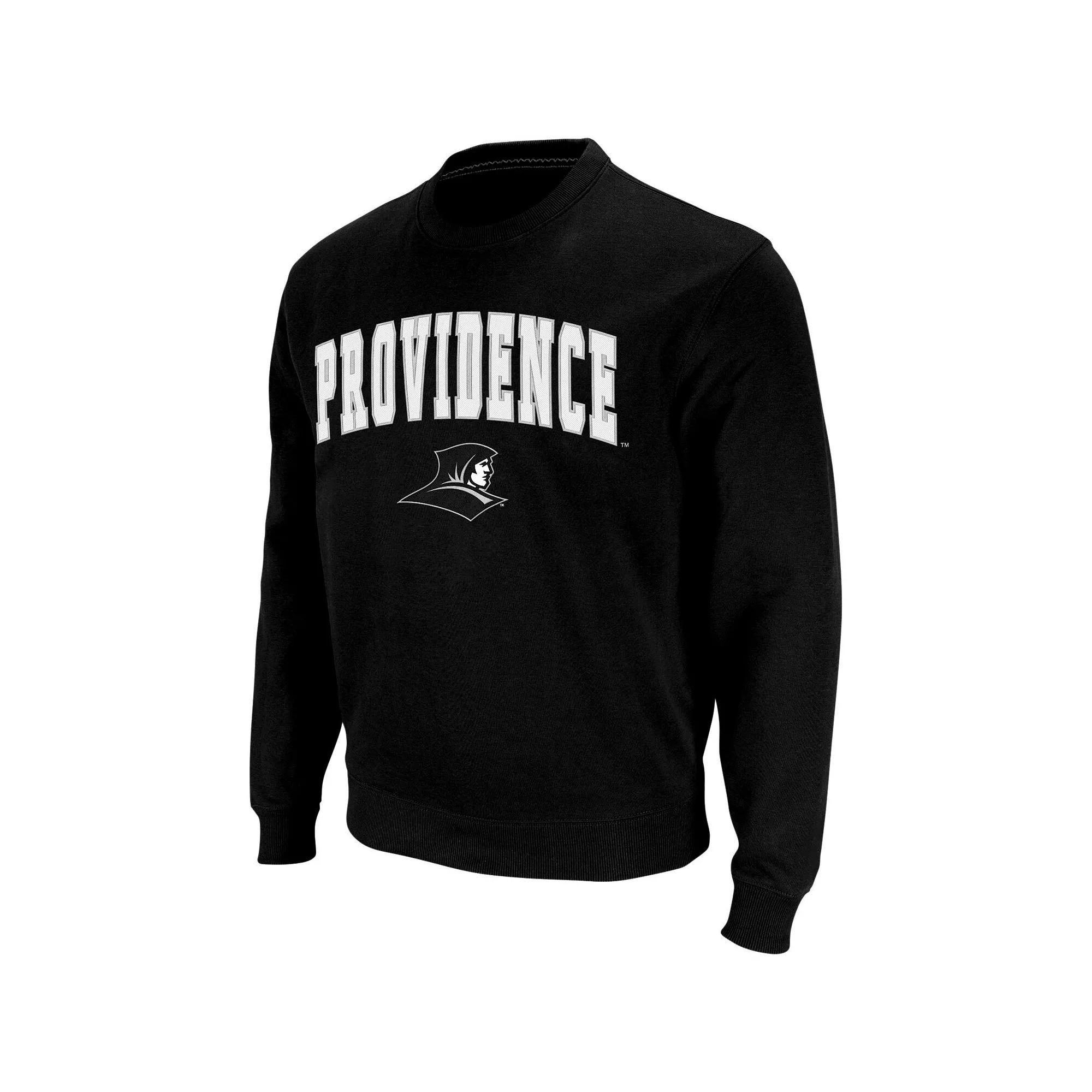 Men's Colosseum Black Providence Friars Arch & Logo Crew Neck Sweatshirt, Size: Small, Prv Black Product Image