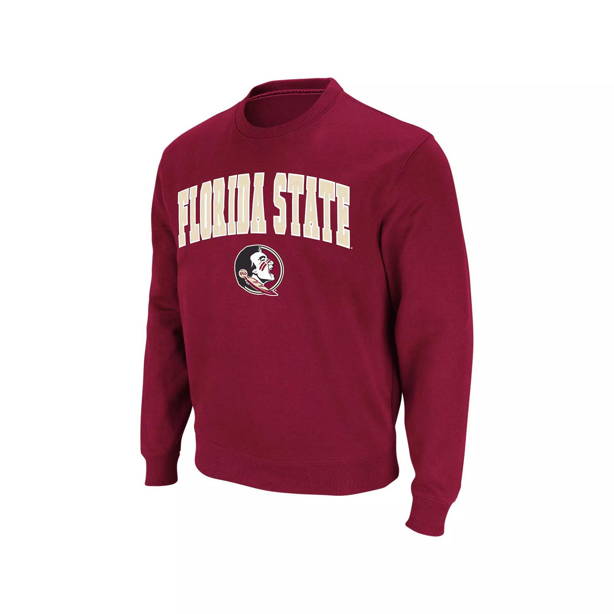 Men's Colosseum Garnet Florida State Seminoles Arch & Logo Crew Neck Sweatshirt, Size: Medium, Red Product Image