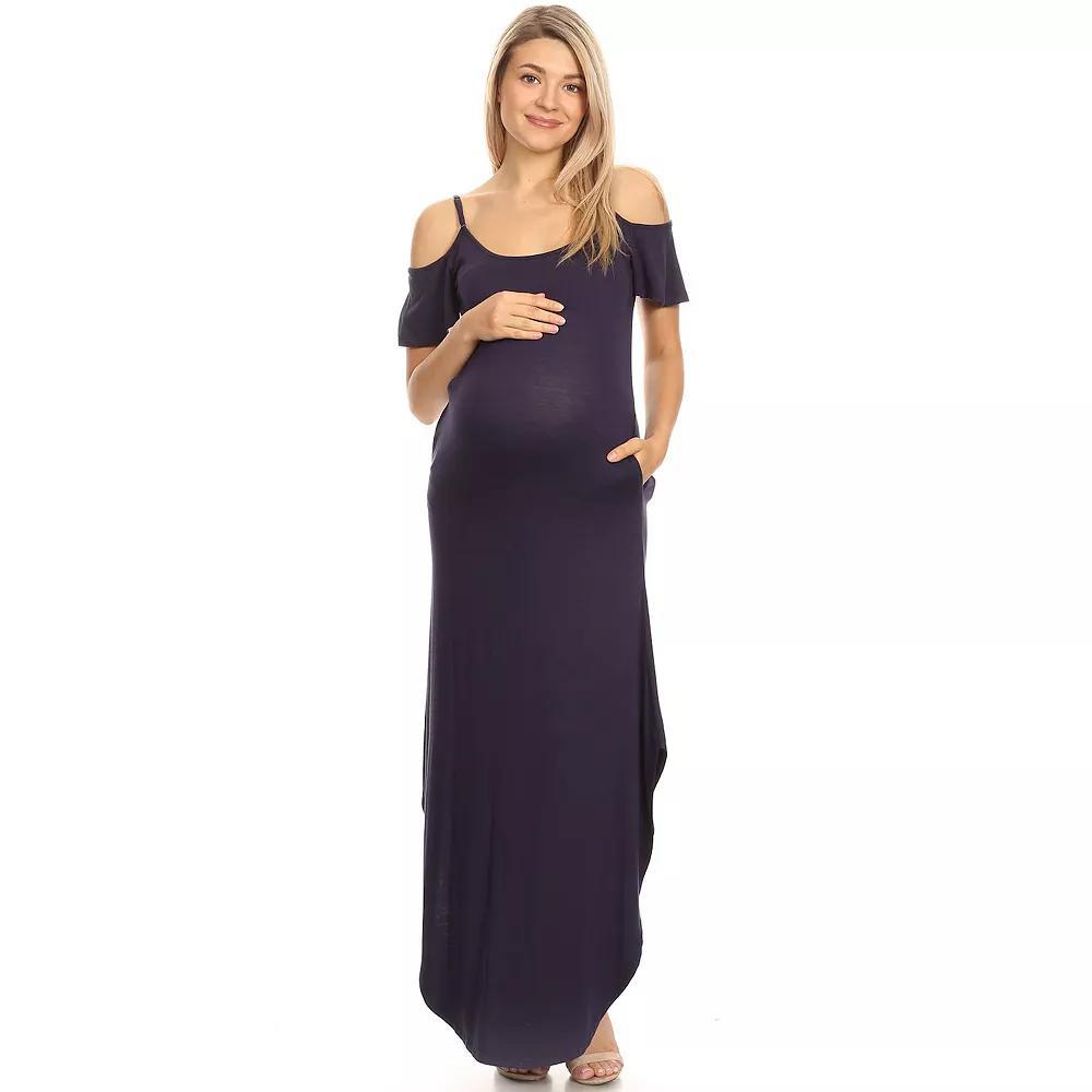 Maternity White Mark Cold-Shoulder Maxi Dress, Women's, Size: XL-Mat, Blue Product Image