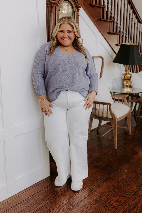 Morning Dew Knit Sweater Top in Periwinkle Curves Product Image