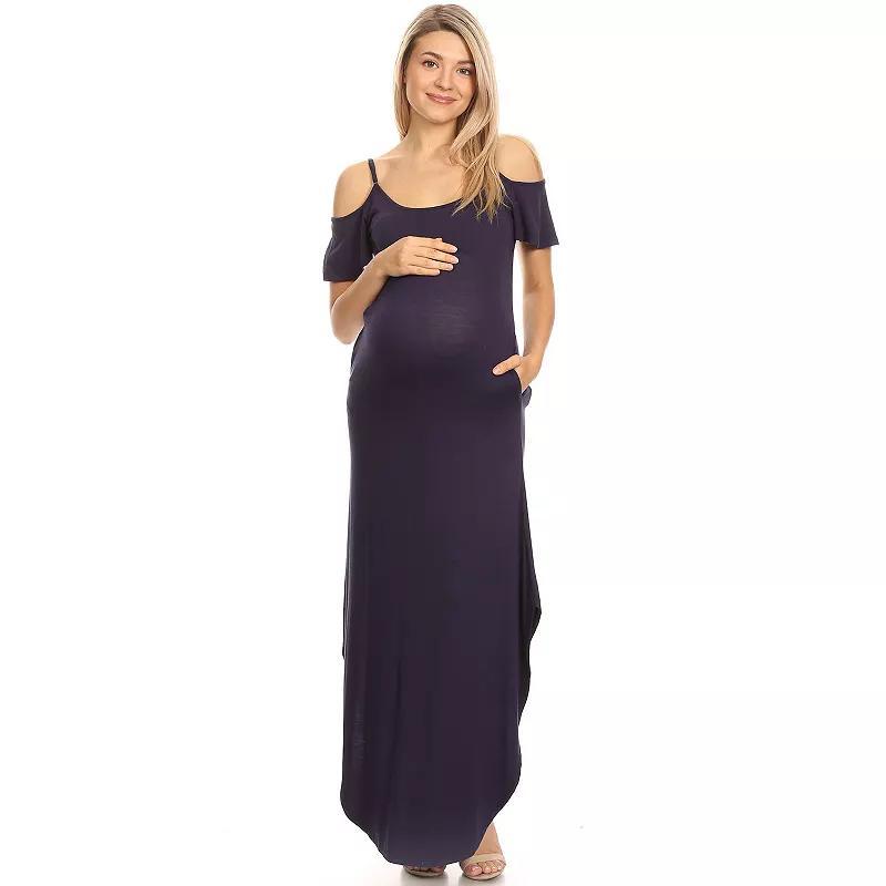 Maternity White Mark Cold-Shoulder Maxi Dress, Women's, Size: XL-Mat, Blue Product Image