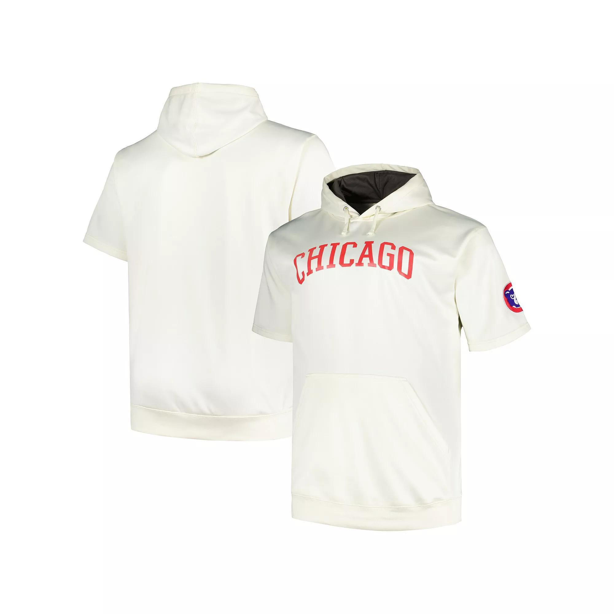 Men's Profile Oatmeal Chicago Cubs Big & Tall Contrast Short Sleeve Pullover Hoodie, Size: 4XLT, Team Product Image