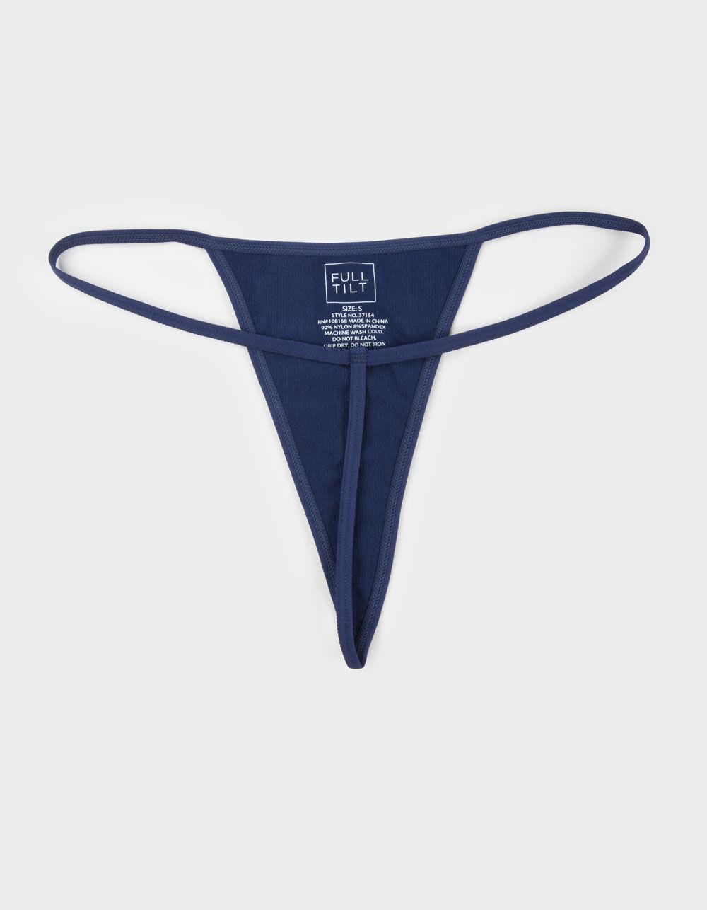 FULL TILT Seamless Rib Thong - NAVY Product Image