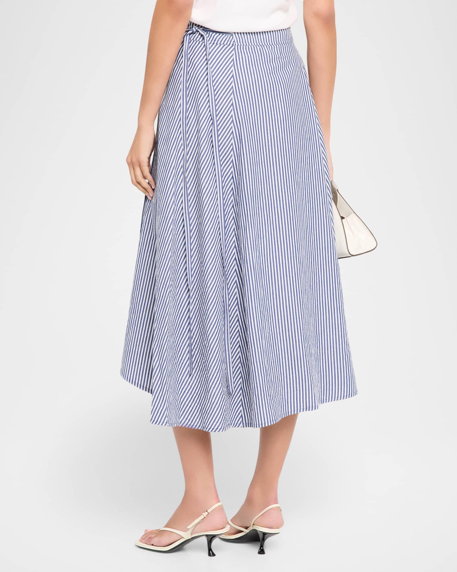 Marsala Striped Organic Cotton Midi Skirt Product Image