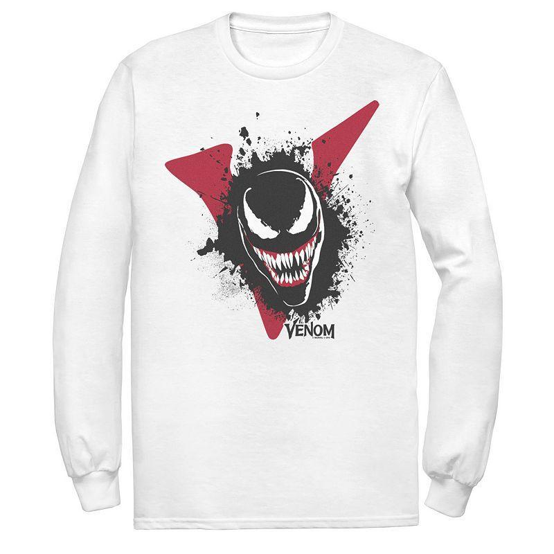 Men's Marvel Venom Big V Face Paint Splatter Long Sleeve Graphic Tee, Size: Large, White Product Image