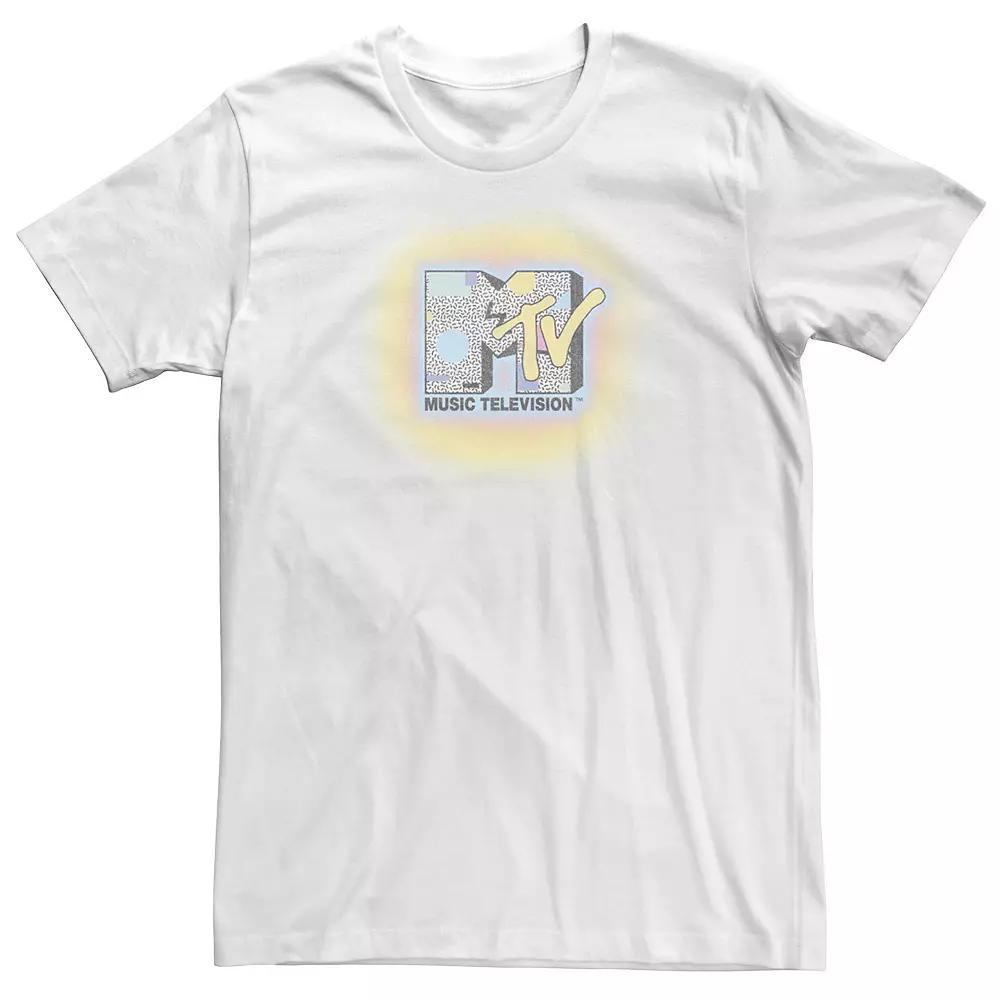 Men's MTV Faded Retro Abstract Logo Short Sleeve Tee, Size: XXL, White Product Image