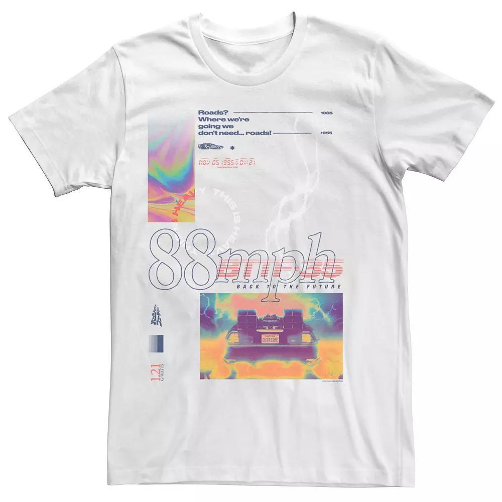 Men's Back To The Future Poster Colorful Mashup Tee, Size: Large, White Product Image