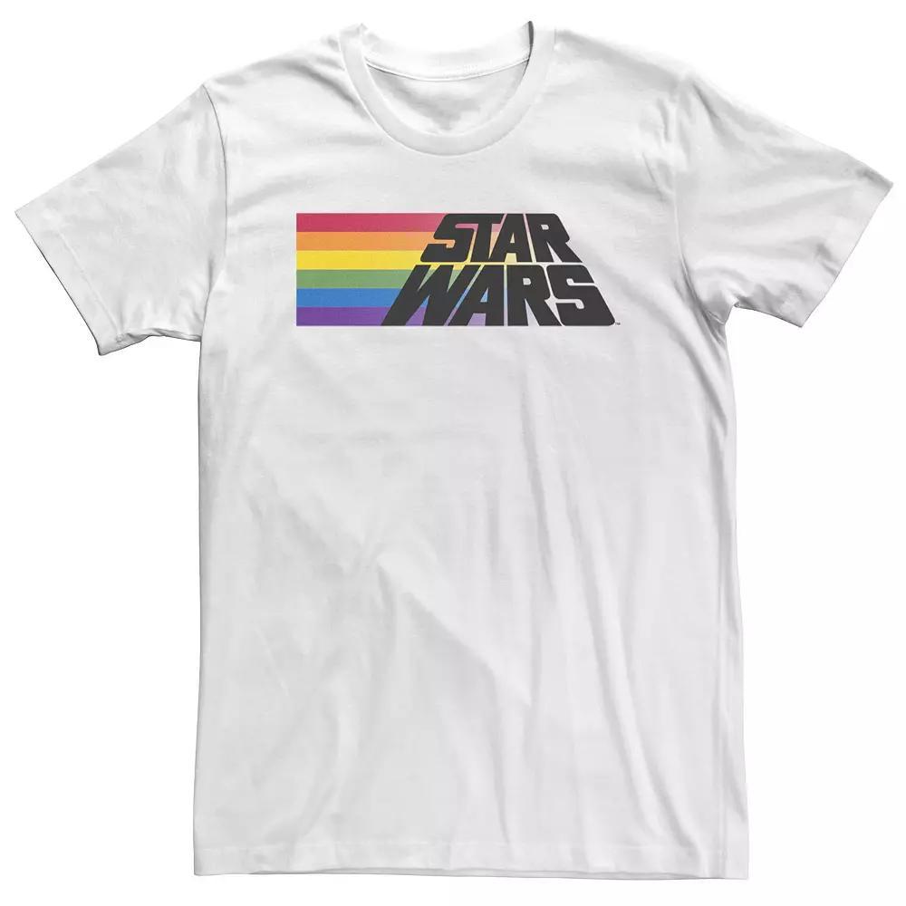 Men's Star Wars Rainbow Stripe Logo Tee, Size: 5XL, White Product Image