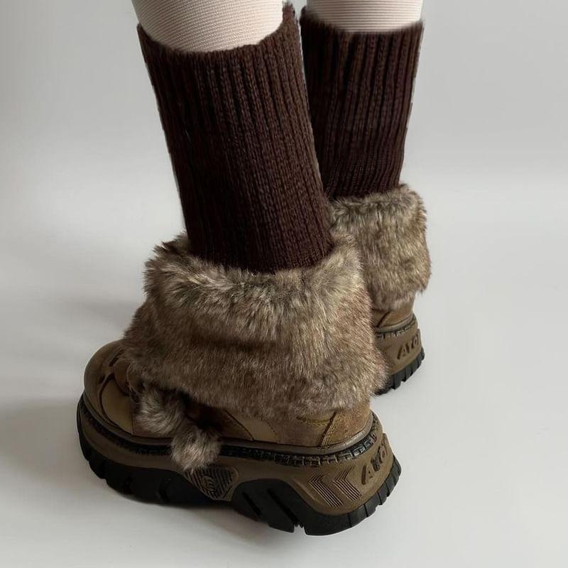 Plain Ribbed Knit Leg Warmers Product Image