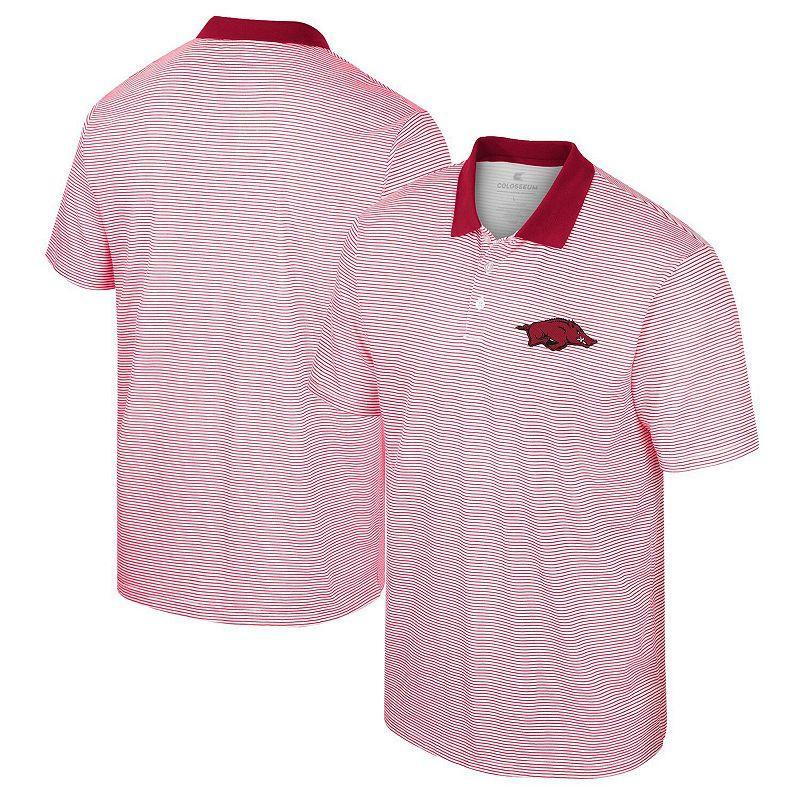 Men's Colosseum White/Maroon Arizona State Sun Devils Print Stripe Polo, Size: 3XL Product Image