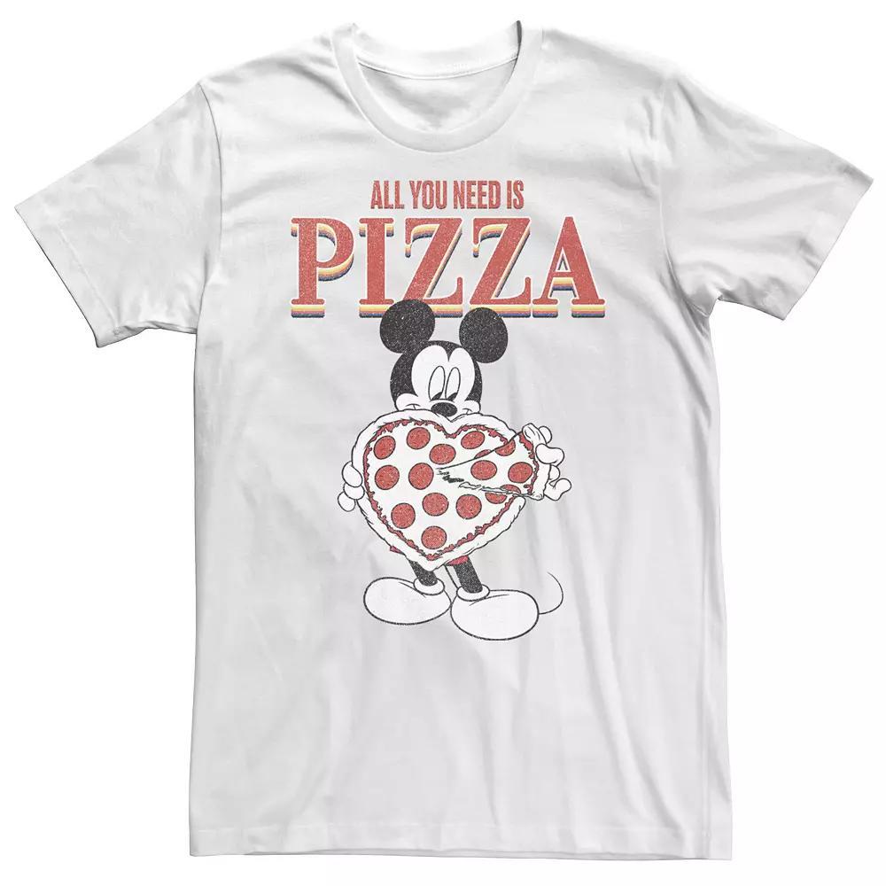 Big & Tall Disney Mickey & Friends Mickey All You Need Is Pizza Tee, Men's, Size: 4XL Tall, White Product Image