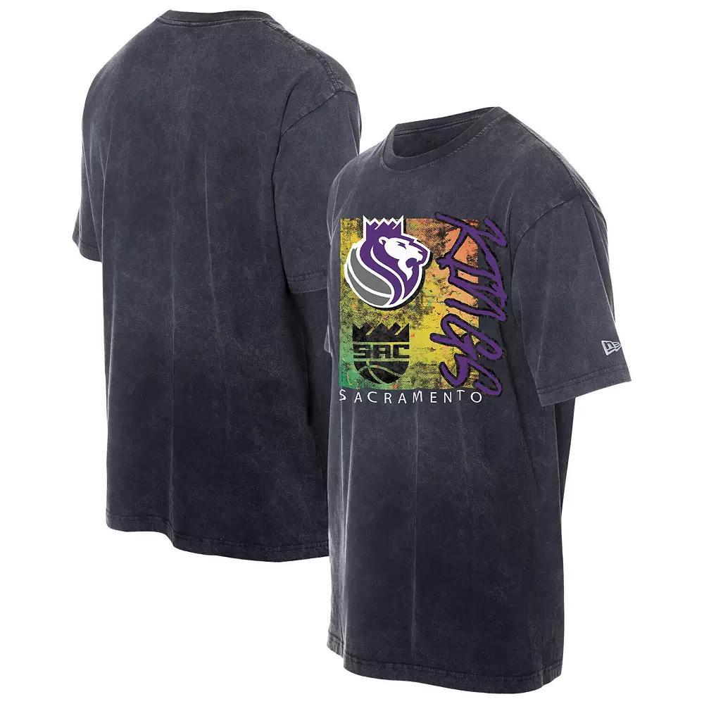 Men's New Era Black Sacramento Kings Distressed Sport Classics Enzyme Washed T-Shirt, Size: Small, Kng Black Product Image