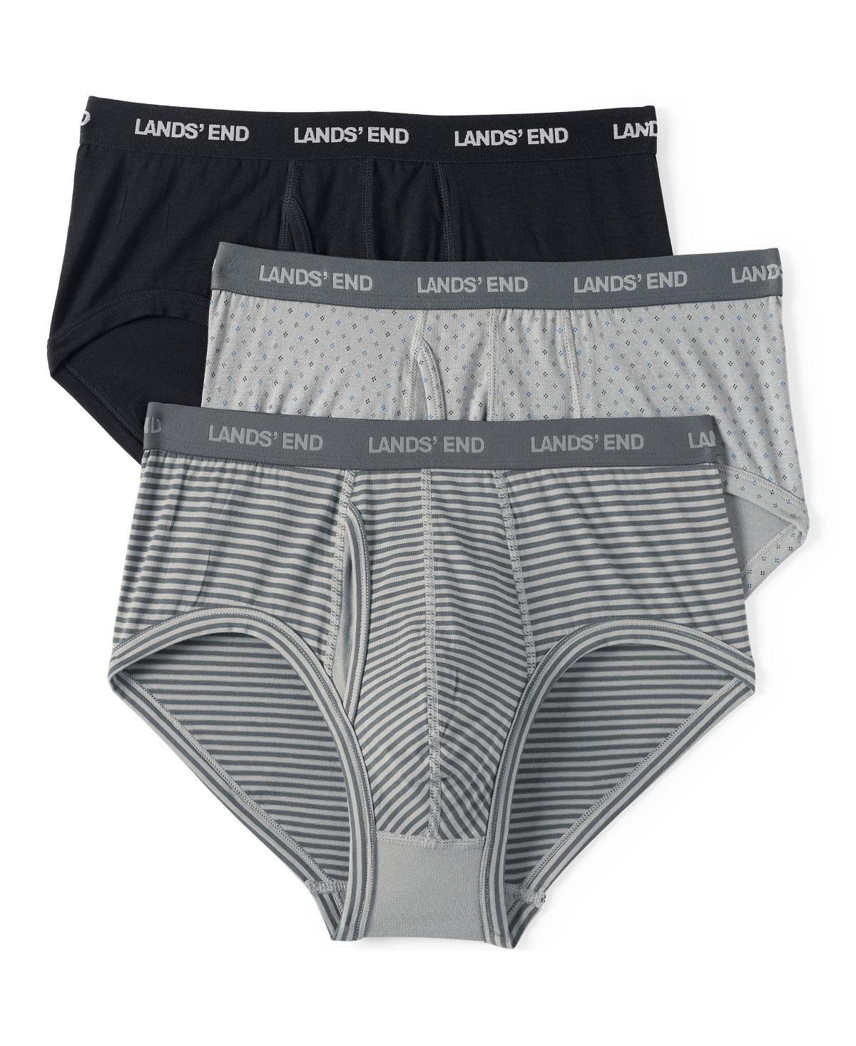 Men's Lands' End 3-Pack Comfort Briefs, Size: Medium, Black Gray Product Image
