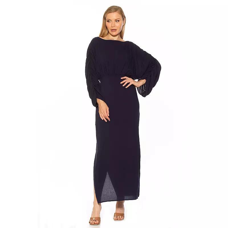 Women's ALEXIA ADMOR Shirred Sit Slit Maxi Dress, Size: 2, Blue Product Image