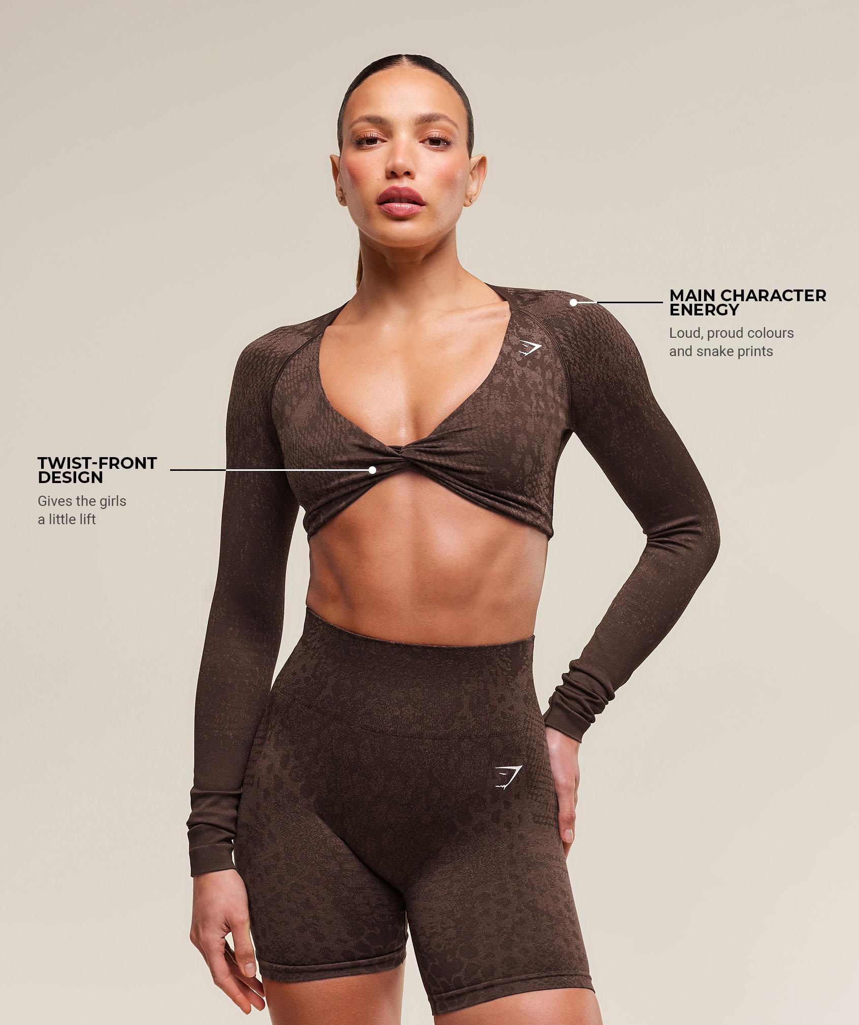 Gymshark Adapt X Whitney Animal Seamless Long Sleeve Top - Archive Brown/Soft Brown Female Product Image