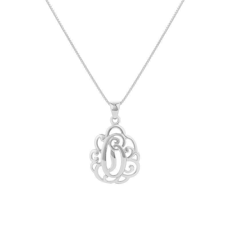 PRIMROSE Sterling Silver Monogram Initial Pendant Necklace, Women's, Size: 18", Silver Tone F Product Image