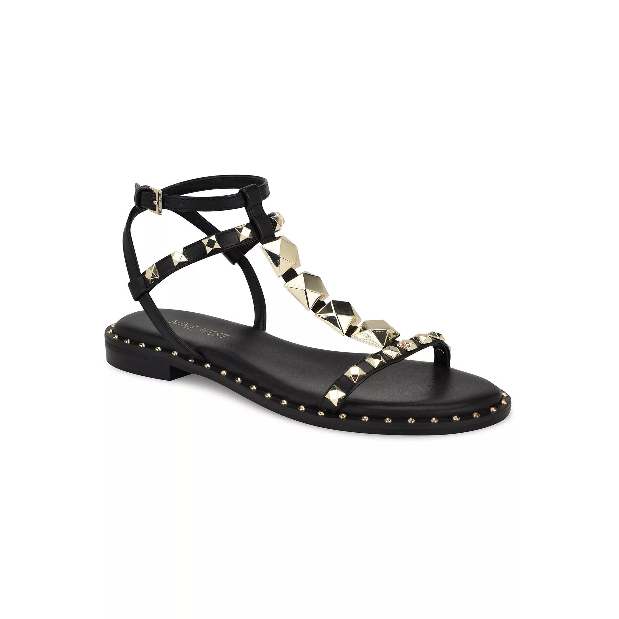 Nine West Marcila Women's T-Strap Sandals, Size: 8, Black Product Image