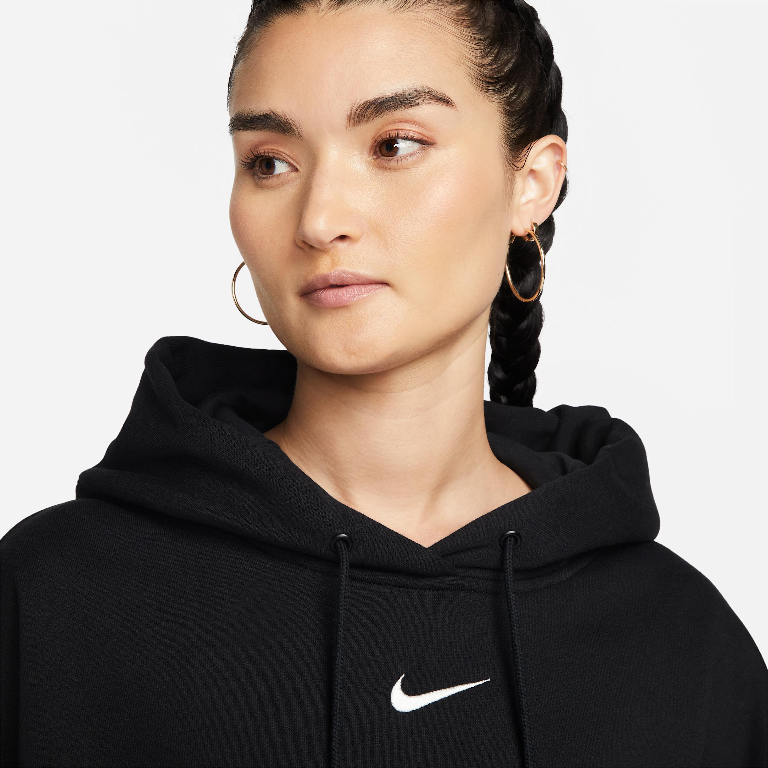 Nike Women's Sportswear Phoenix Fleece Over-Oversized Pullover Hoodie in Black/Black Size Small Cotton/Polyester/Fleece Product Image