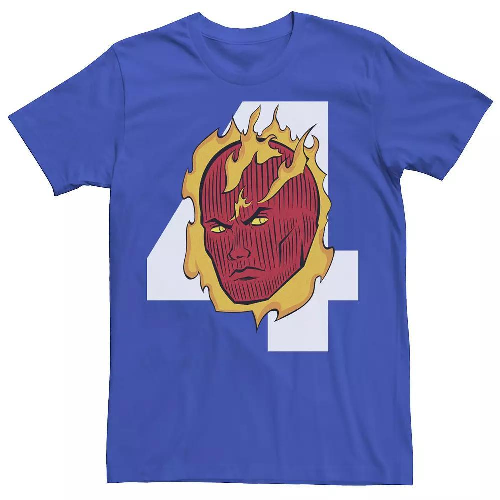Men's Marvel Fantastic Four Human Torch Big Face 4 Logo Tee, Size: XL, Royal Product Image