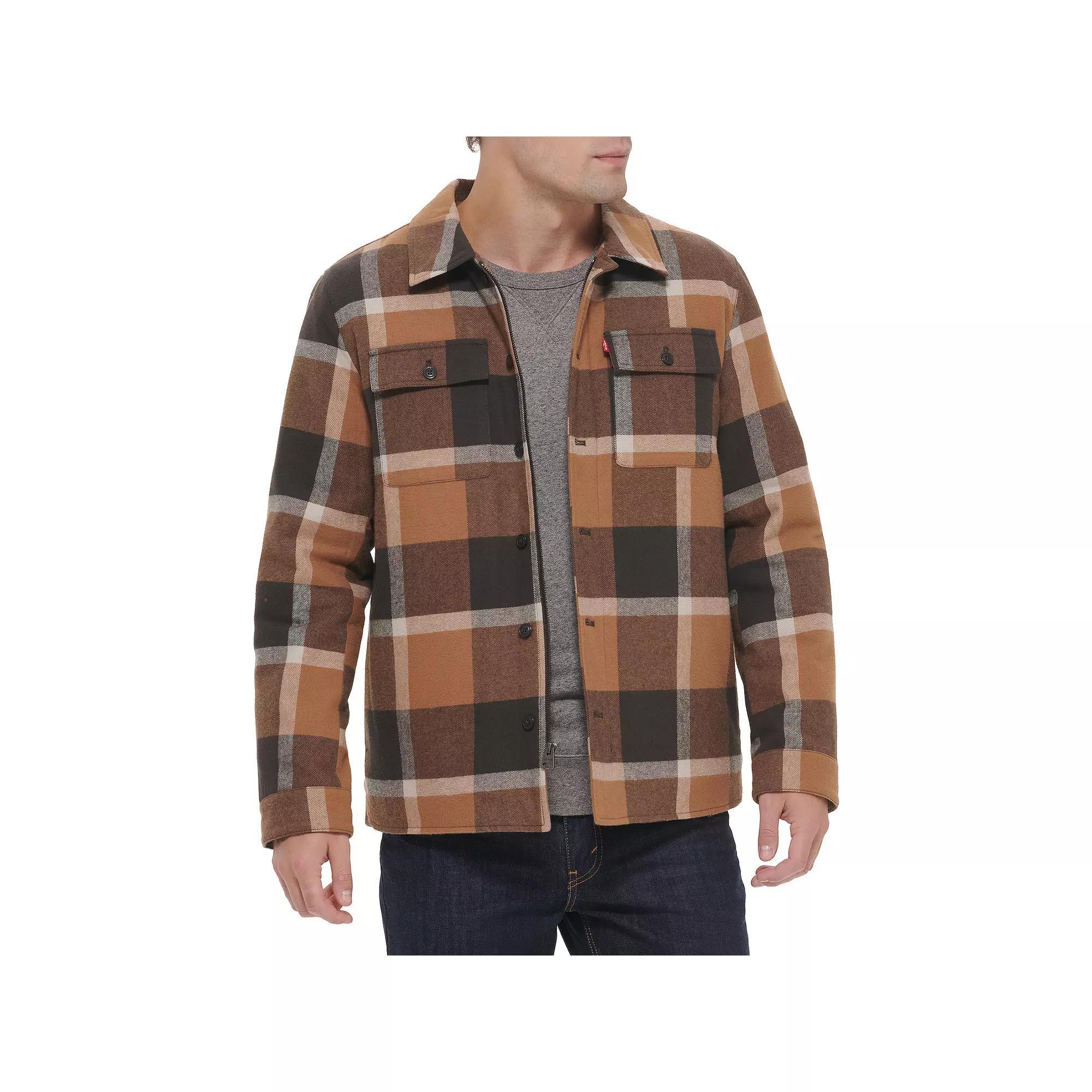 Mens Levis Quilted-Lined Shirt Jacket Bitter Brown Plaid Product Image
