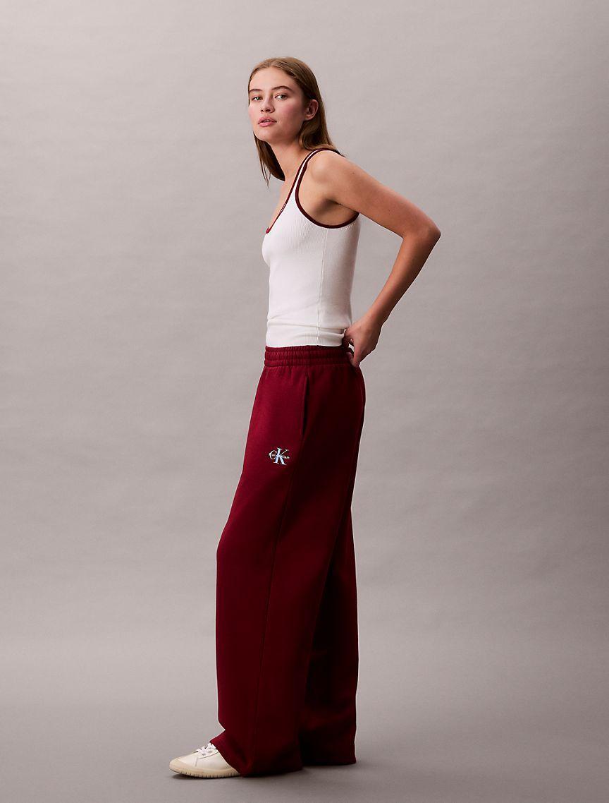 Monogram Logo Fleece Wide Leg Sweatpants Product Image
