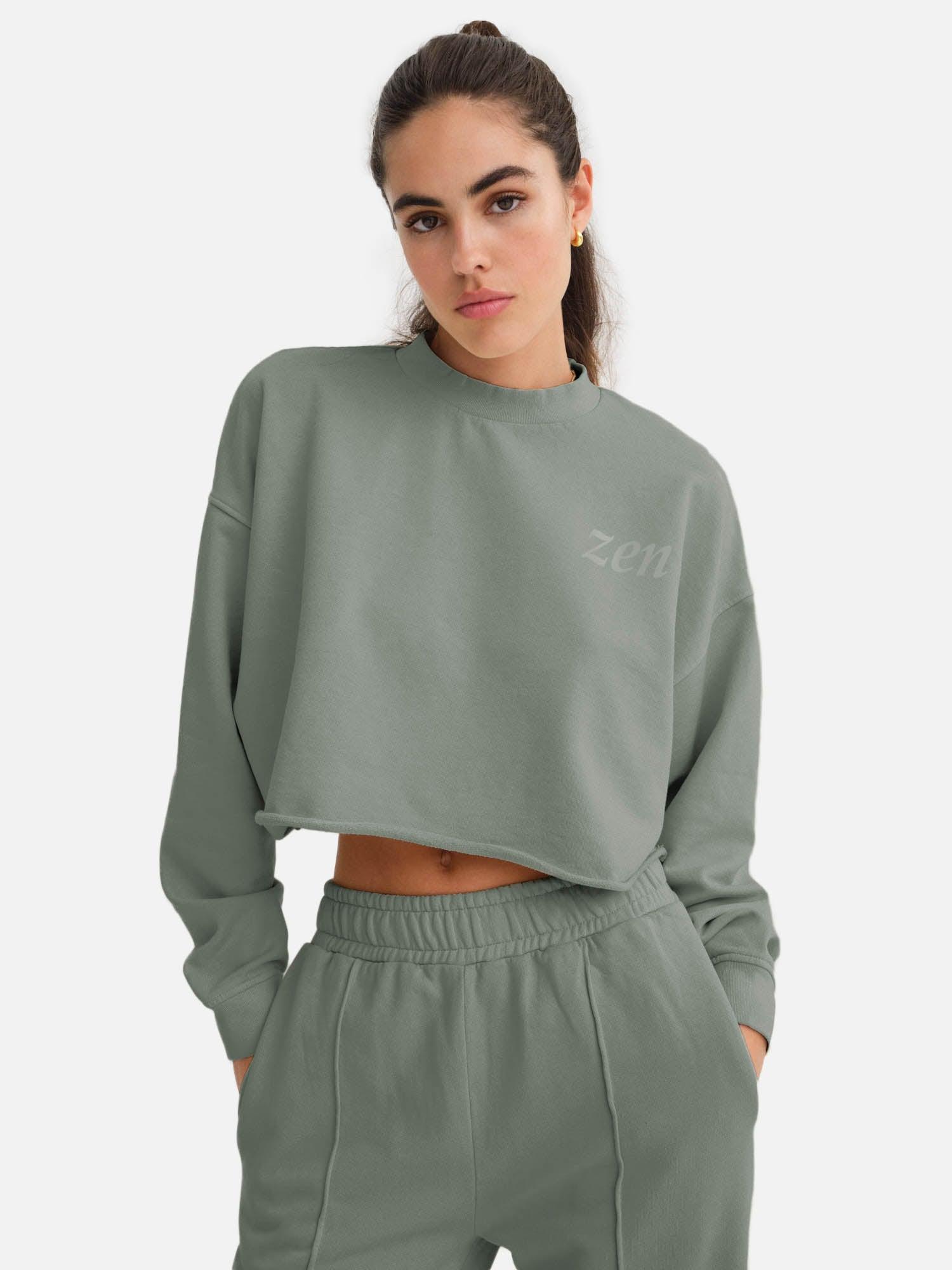 Organic Fleece Graphic Cropped Vintage Sweatshirt Female Product Image
