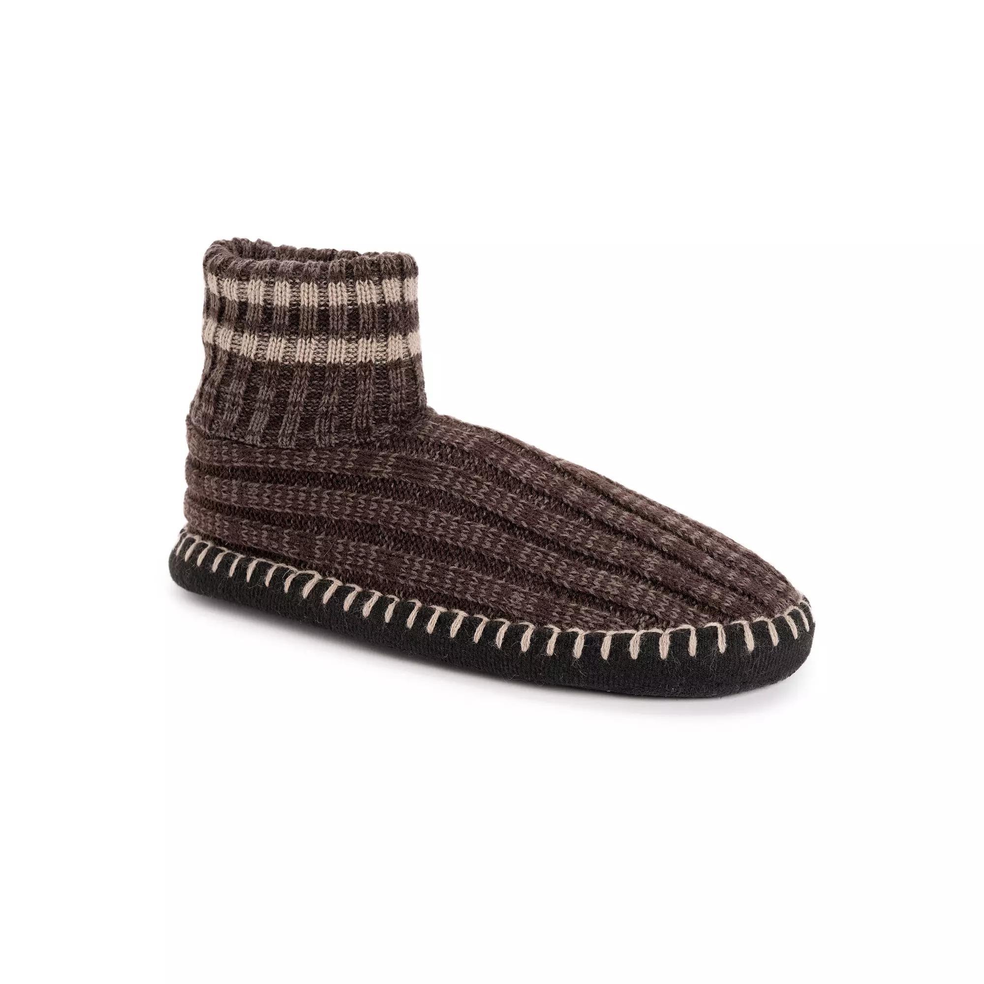 MUK LUKS Cable Knit Cuffed Men's Boot Slippers, Size: Small-Medium, Brown Marl Product Image