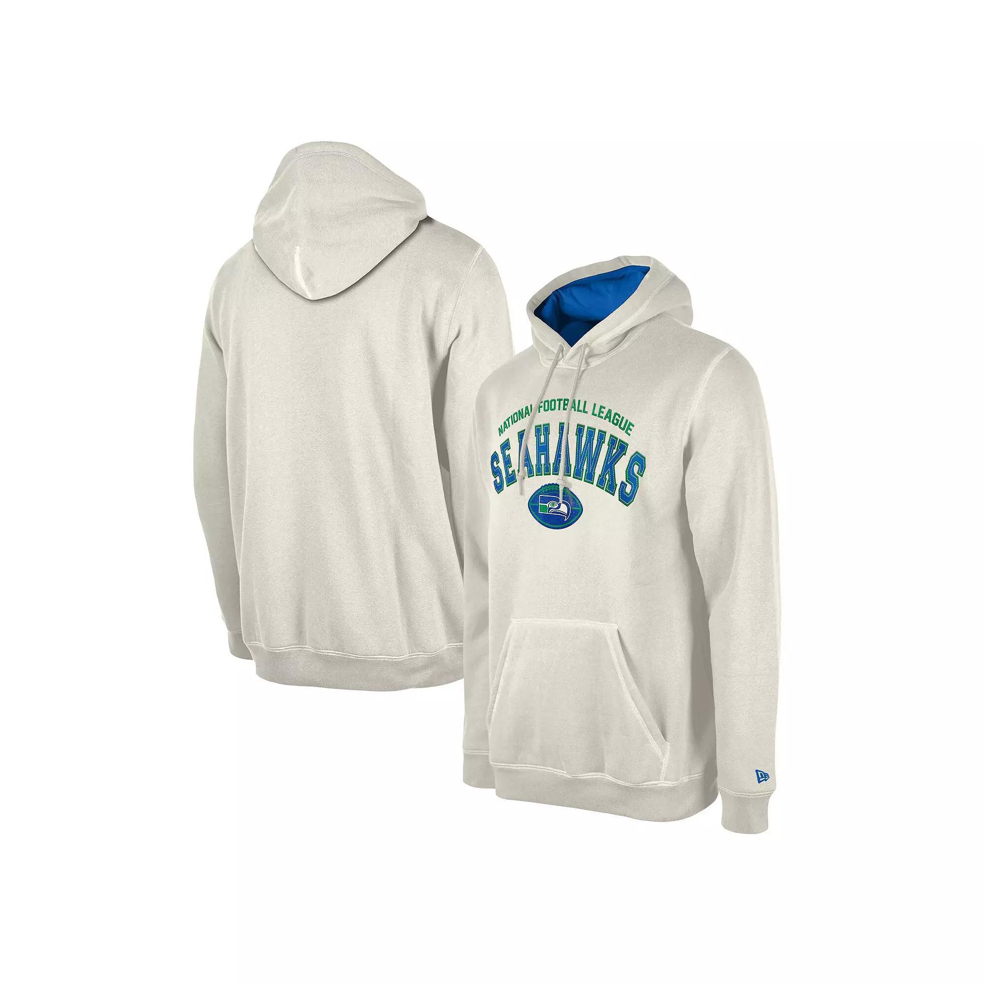 Men's New Era Cream Seattle Seahawks Historic 3rd Down Pullover Hoodie, Size: 3XL, Beige Product Image