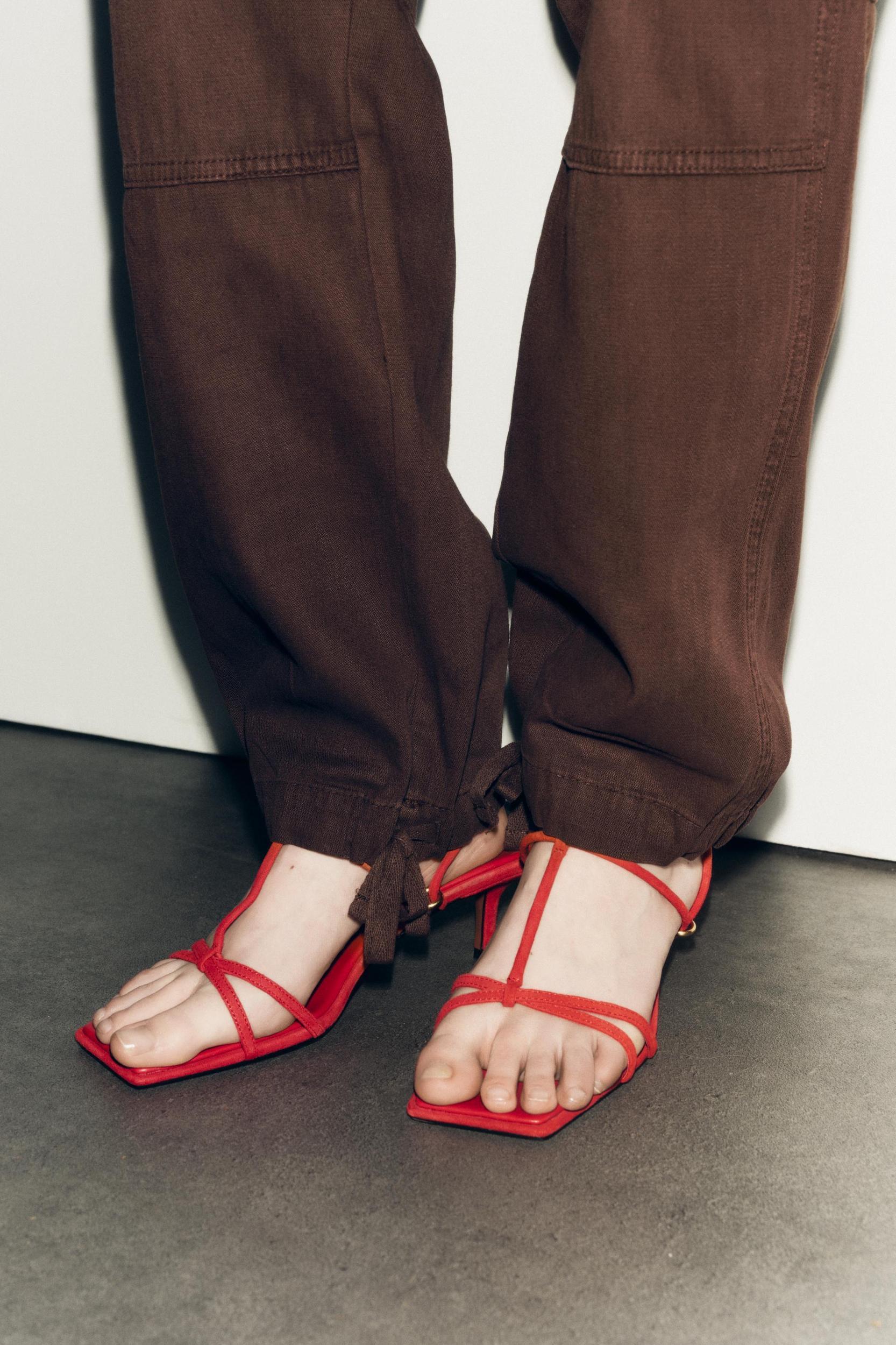 LEATHER SANDALS WITH STRAPS Product Image