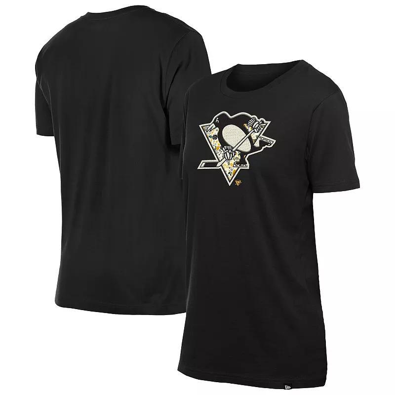 Women's New Era  Black Pittsburgh Penguins Glam Game Floral T-Shirt, Size: Small Product Image