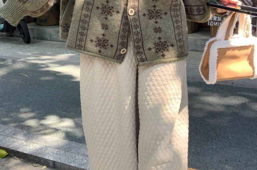 Round Neck Patterned Cardigan Product Image