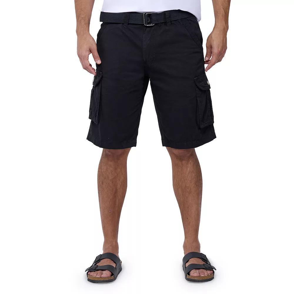 Men's RAW X by Xray Regular-Fit Belted Button Cargo Shorts, Size: 36, Black Product Image