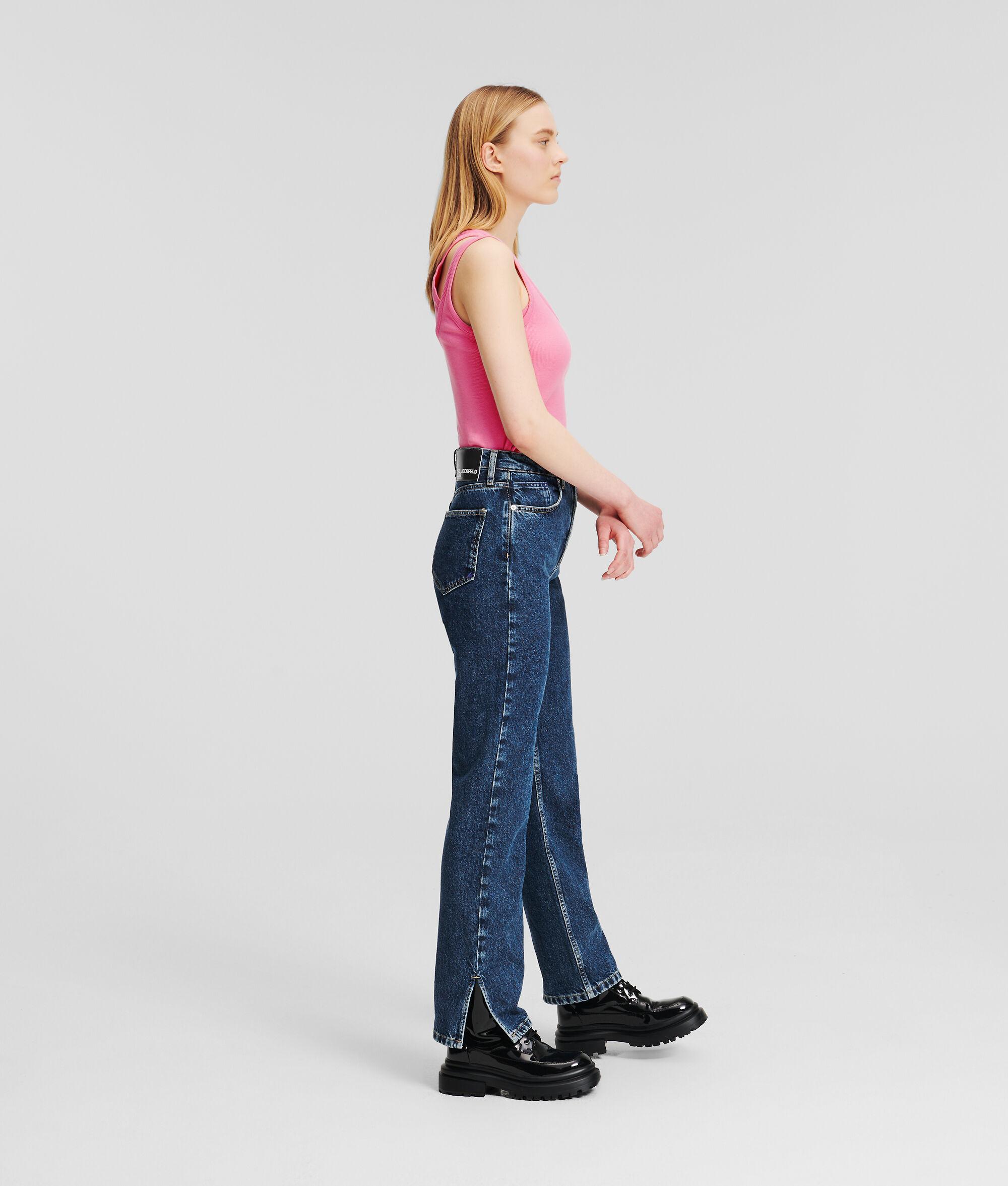 HIGH-RISE STRAIGHT JEANS WITH SPLIT HEM Product Image