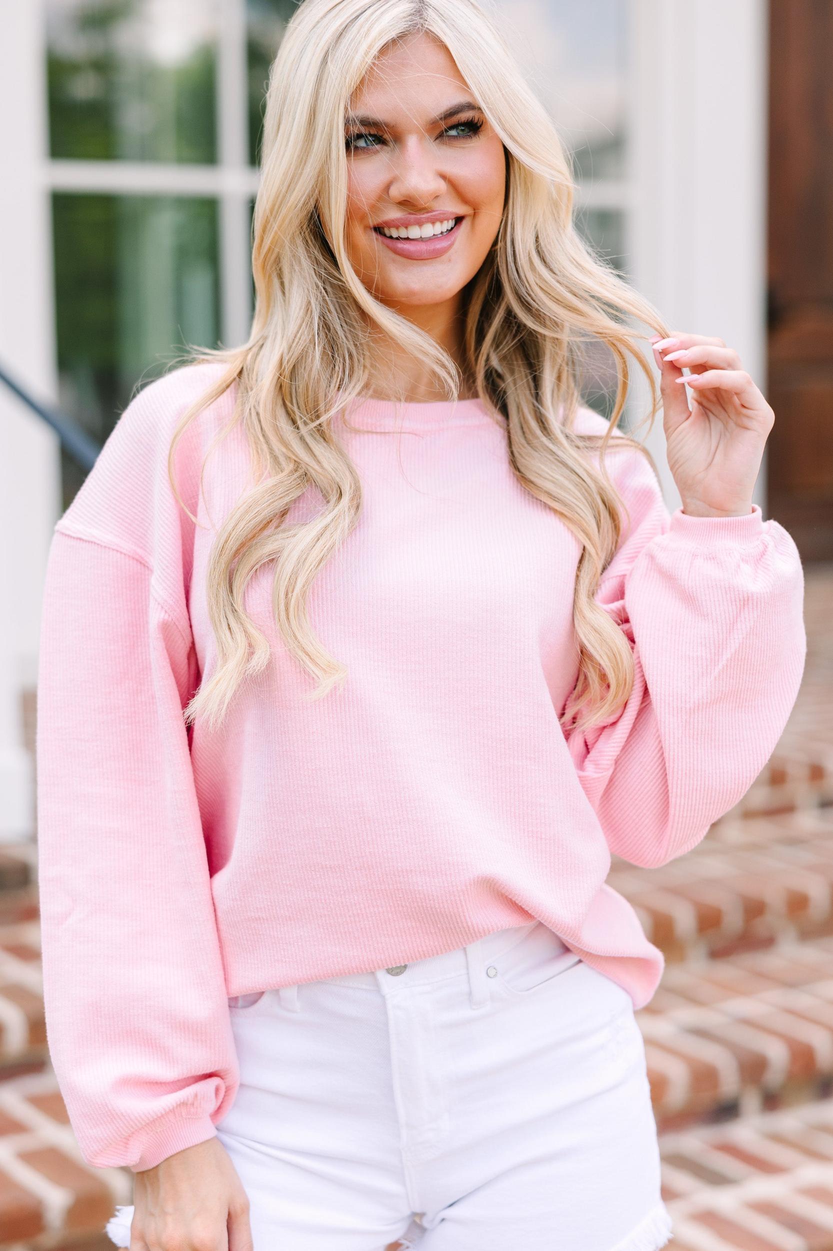 Caffeine Queen Blush Embroidered Corded Sweatshirt Female Product Image