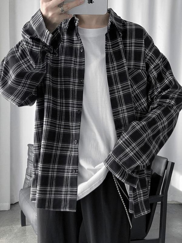 Men's Long Sleeve Checkered Button Shirt Product Image
