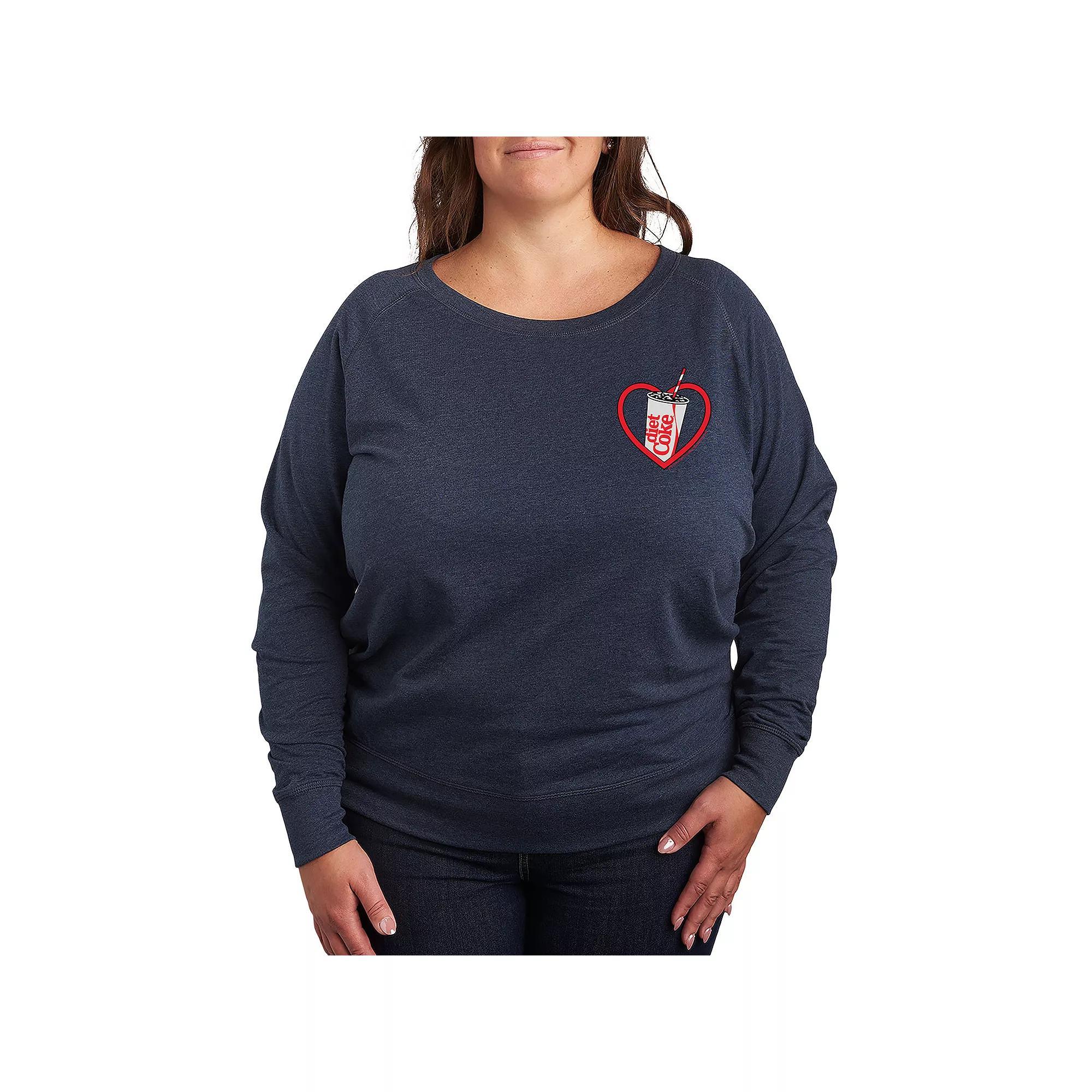 Plus Size Diet Coke Heart French Terry Long Sleeve Tee, Women's, Size: 3XL, Grey Indigo Product Image