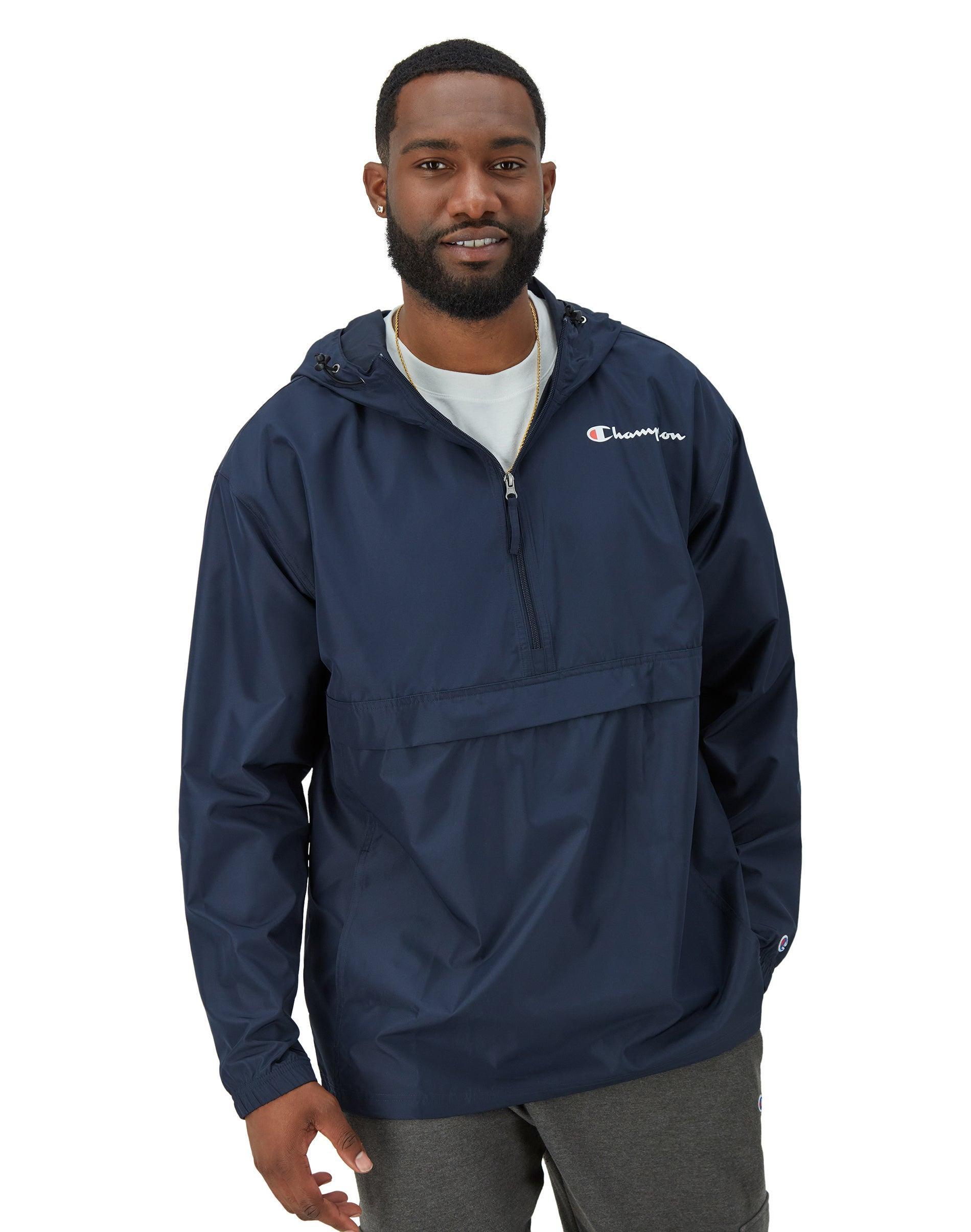 Mens Champion Stadium Packable Jacket, Script Logo (Big & Tall) Black 2XB Product Image