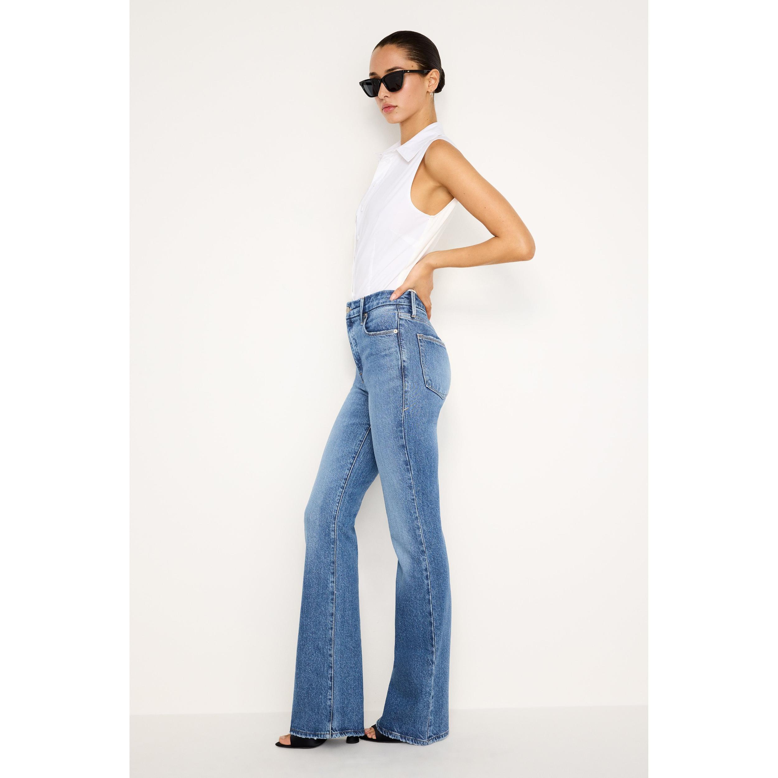 Womens Soft-Tech Good Classic Slim Bootcut Jeans | Indigo, Size 26 Plus | Good American by Khlo Kardashian Product Image