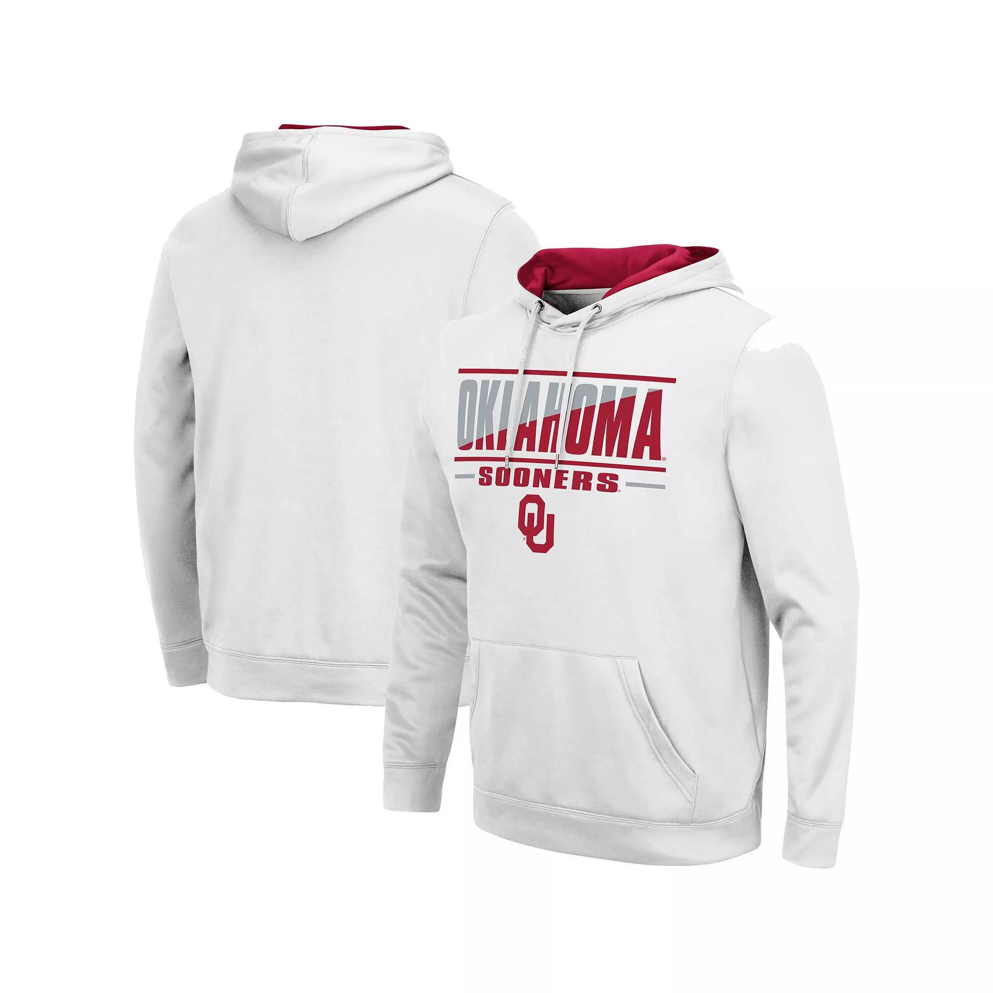 Men's Colosseum White Oklahoma Sooners Slash Stack 2.0 Pullover Hoodie, Size: 2XL Product Image