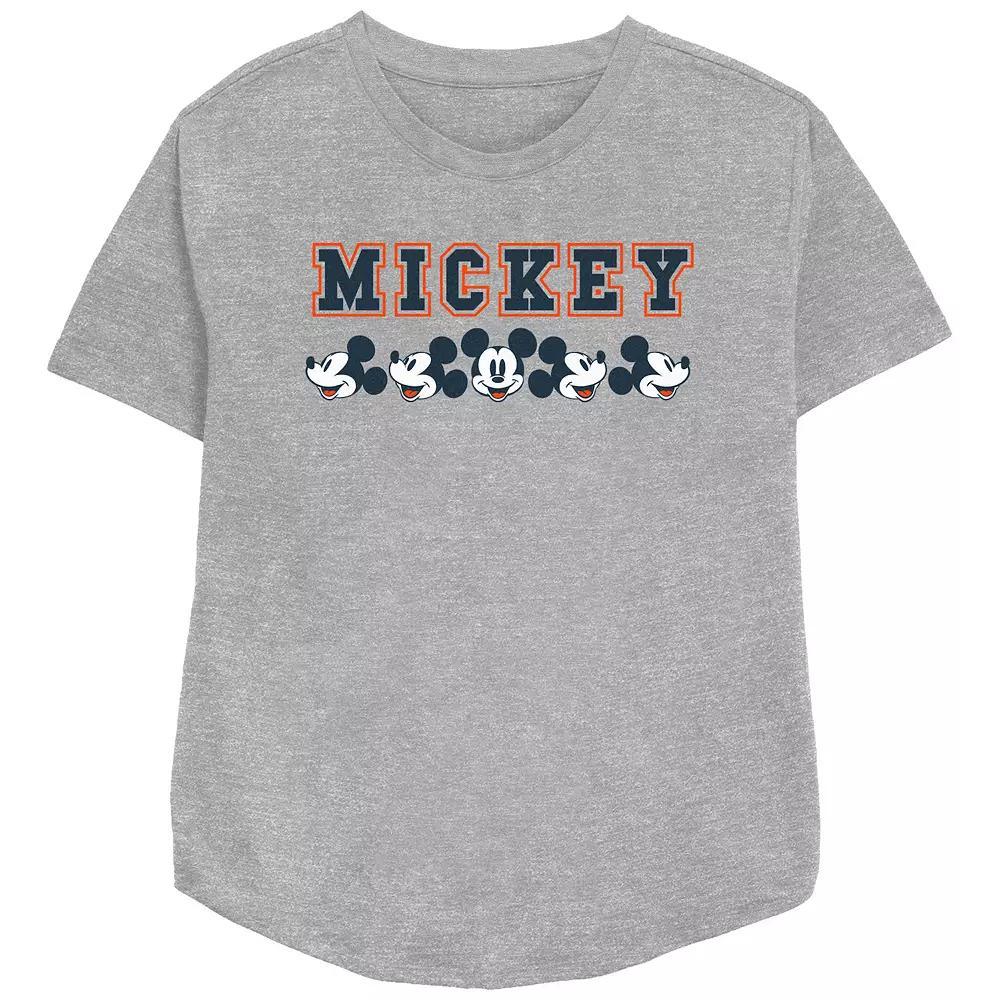 Disney's Mickey Mouse Face Profile Lineup Women's Relaxed Fit Graphic Tee, Size: Large, Athletic Grey Product Image