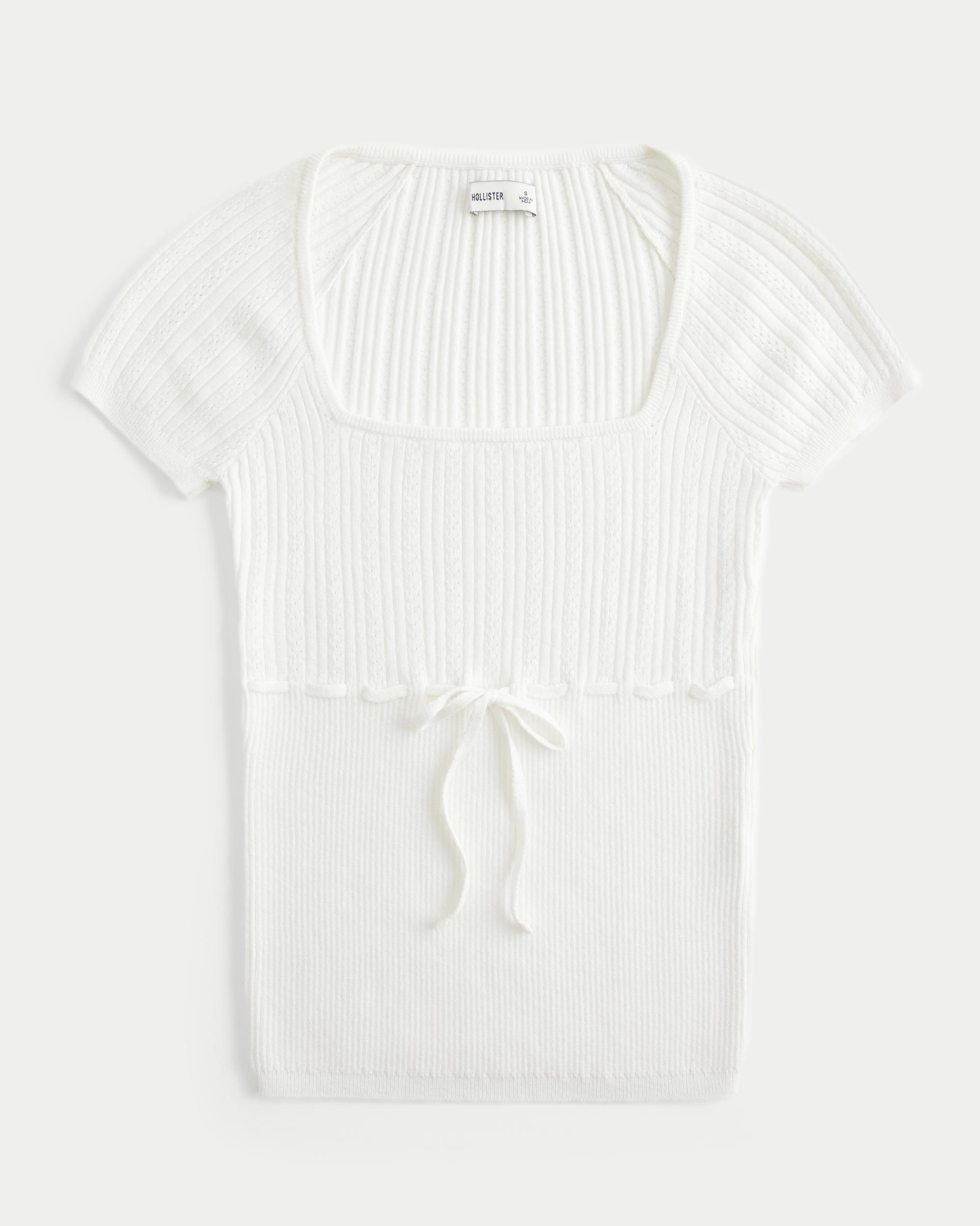 Short-Sleeve Square Neck Sweater Product Image